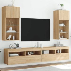 VidaXL Meubles TV avec lumières LED 2 pcs chêne sonoma 40,5x30x90 cm 837048