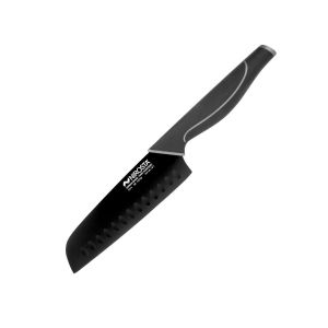 Nirosta 43736 Couteau de cuisine Santoku, Couteau à découper, Lame de 16 cm, noir, Acier inoxydable, 30 x 16 cm