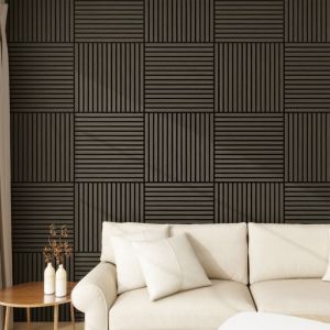 Neu.holz - Lot de 4 panneaux acoustiques Vang 1,44 m² effet chêne, gris foncé