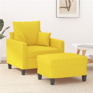 VidaXL Fauteuil avec repose-pied Jaune clair 60 cm Tissu, canapé, fauteuil, fauteuil TV, canapé simple, siège, canapé relax, canapé de loisirs