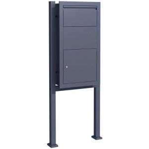 wiltec Kit Bo&icirc;te &agrave; colis verrouillable gris anthracite et Pied, 470 x 220 x 870 mm, Bo&icirc;te aux lettres, pour colis max. 350 x 300 x 110 mm, Usage