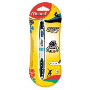 Maped Stylo-bille Twin Tip, 4 couleurs, pointes moyennes rétractables