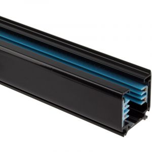 Ledkia - Rail Triphasé Aluminium 2 Mètres pour Spots led (3 Allumages) Noir
