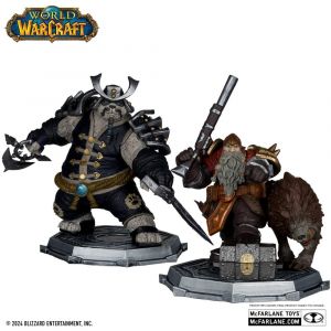 MCFarlane Toys World of Warcraft Figurine de Chasseur Nain : Beastmaster & Marksman et Pandaren : Monk & Rogue Échelle 1:12 Lot de 2 Figurines de Luxe avec étiquette dorée