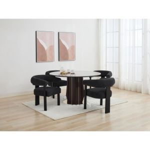 Pascal Morabito Chaise avec accoudoirs en tissu bouclette et bois d'hévéa - Noir - livelia de