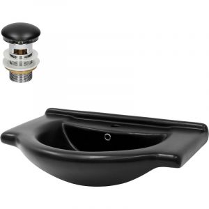 ML-Design Lavabo en Céramique Noir 77x50,5x22,5 cm avec Garniture de Vidage 1 1/4