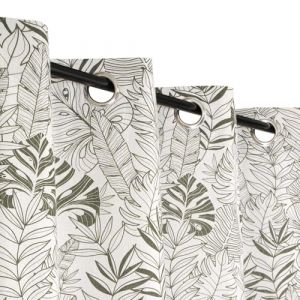 Atout Ciel Rideau imprimé à œillets 140x240cm prêt à Poser, Beige et Kaki