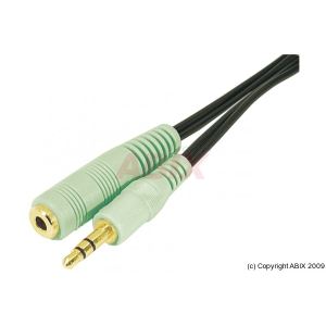 Cordon sortie audio jack 3.5mm M/F PC99 vert 3m