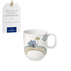 Villeroy & Boch Boho kids Walk like an elephant Grande tasse pour enfants avec anse, Tasse en porcelaine, Vaisselle pour enfants, Lavable au lave-vaisselle, Compatible micro-ondes