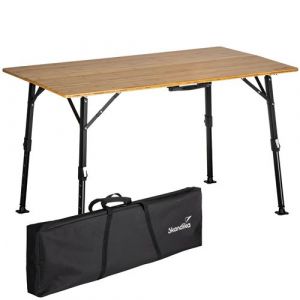 Skandika Table de camping Tobro - Table pliante avec plateau en bambou - 120x70x70cm