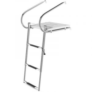 Chelle de piscine pliable télescopique acier inoxydable 3 marches charge 227 kg 2 mains courantes ponton bateaux yacht
