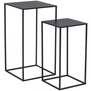 Image de Aubry Gaspard Sellettes en m&eacute;tal noir (Lot de 2) - Noir