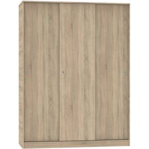 Image de Pegane Armoire avec 3 portes coulissantes coloris Cambrian - Hauteur 200 x Longueur 150 x Profondeur 55 cm