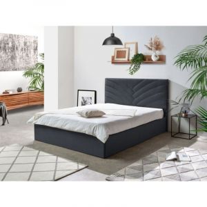 Bobochic Lit Lit coffre - Lit coffre PALMYRE Velours 140x190 Anthracite - Anthracite