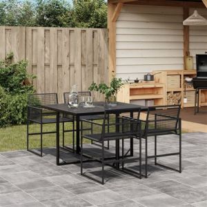 VidaXL Ensemble &agrave; manger de jardin 5 pcs Noir R&eacute;sine tress&eacute;e, ensemble &agrave; manger d'ext&eacute;rieur, meuble &agrave; manger de jardin, table et chaises de jardin