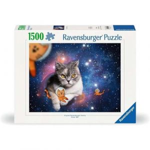 Ravensburger Chats 12000742-Chats Volant dans l'espace-Puzzle de 1500 pièces pour Adultes et Enfants à partir de 14 Ans, 12000742, Noir, Blanc et Gris