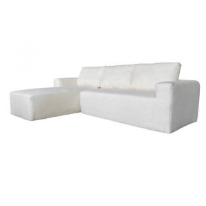Oviala Canapé d'angle 4 places bouclette avec méridienne gauche écru