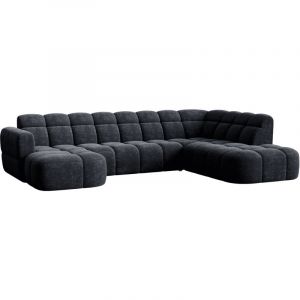 BELIZ XL - Canap&eacute; panoramique tissu noir - Angle gauche