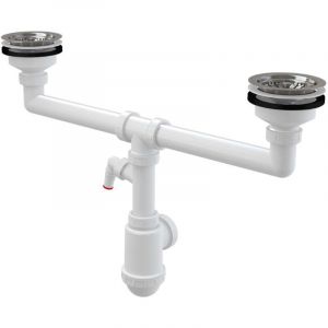 Alcaplast - Alcadrain Siphons - Siphon pour double &eacute;vier, diam&egrave;tre 115 mm, avec raccord, plastique A453P
