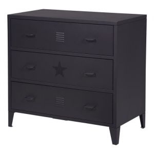 Image de Commode enfant 3 tiroirs en métal Noir L78 x P40 x H73 cm MODULO