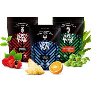 Yerba Maté Kit Verde Mate Fruité 3 × 500g - Mas IQ, Ashwagandha, Énergie Guarana - Concentration et Vitalité