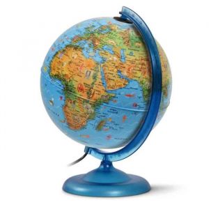 Globe lumineux pour enfant - Wonday - KID - 250 mm - Bleu - Cartographie simplifiée