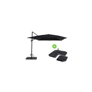 Viva Green Sun 4 - Parasol jardin déporté en aluminium 3 x 4 m pied inclus