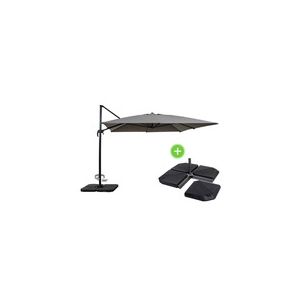 Image de Viva Green Sun 4 - Parasol jardin d&eacute;port&eacute; en aluminium 3 x 4 m pied inclus