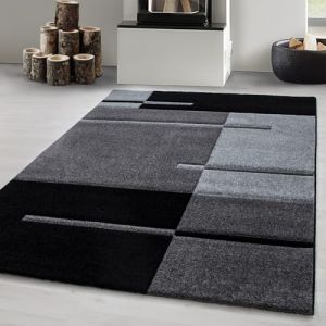 Carpetsale24 Tapis Salon Moderne Tapis Chambre Gris-1 140 x 200 cm - Tapis à Poils Courts, a Poil Ras, Conception de carrés Doux et Moelleux - Tapis Cuisine Moquette Salle de Sejour