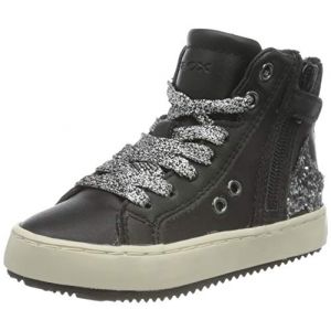Geox Fille J Kalispera Girl Sneaker, Noir Black Dk Silver, 32 EU