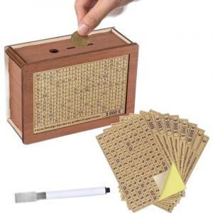 Tirelire en bois avec objectif d'épargne 20 x 14,5 x 7,5 cm