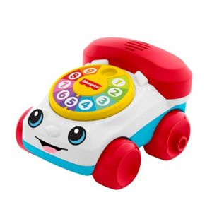 Fisher-Price Mon Premier T&eacute;l&eacute;phone Anim&eacute; &agrave; Pousser, avec des effets sonores pour le jeu d&rsquo;&eacute;veil &agrave; quatre pattes, &agrave; partir de 6 mois, JKD56