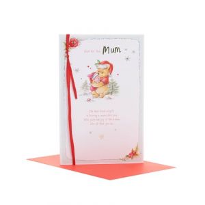 UK Greetings Disney Carte de Noël Winnie l'ourson avec enveloppe – Motif mignon ourson et porcinet