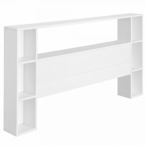 Akiten Retail - Tete de lit avec rangements Lou Blanc 120 cm - Blanc