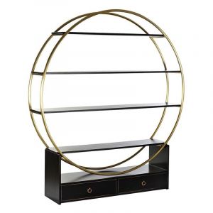 Image de Tagère Dkd Home Decor Noir Doré Métal Peuplier 160 x 35 x 180 cm