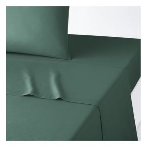 Drap plat uni en polycoton, Scenario Vert Couleur Vert Taille 270 x 290 cm