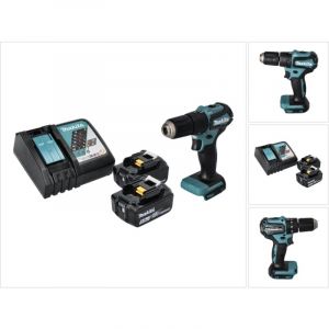 Makita DHP 483 RT Perceuse-visseuse &agrave; percussion sans fil 18 V 40 Nm Brushless + 2x Batteries 5,0 Ah + Chargeur