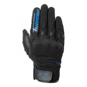 Furygan Jet D3O Evo - Gants de Moto Homme - Paume 100% Cuir - Confort - Gants d'été - Respirant & Léger - Compatibles écrans - Touch Screen, Noir-Bleu