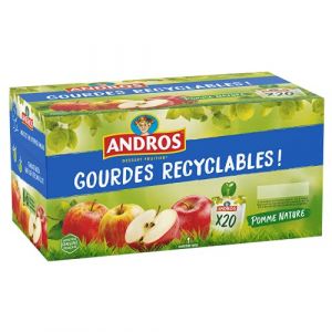 Andros 2 Packs de 20 Gourdes Pomme Nature 40x90 gr
