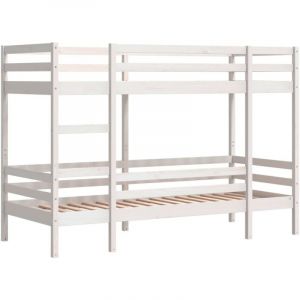 VidaXL Lit superpos&eacute; Blanc 75x190 cm Bois de pin massif, lit mezzanine, cadre de lit superpos&eacute;, lit superpos&eacute; en bois, lit superpos&eacute; pour enfants
