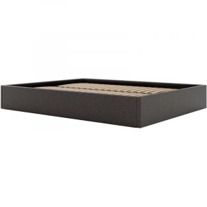 Vente-unique - Sommier coffre 160 x 200 cm en tissu - Gris anthracite - pontos de ysmée