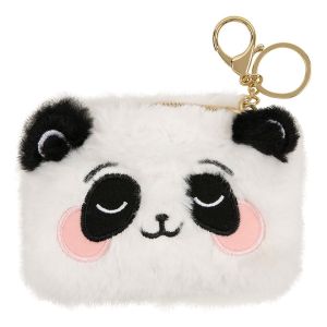 DRAEGER Paris | Porte-Monnaie Blanc Peluche Panda| Porte Feuille Tout Doux | Animaux Mignons pour Enfant | Trousse Maquillage Crayons | Idée Cadeau Femme Fille Adulte