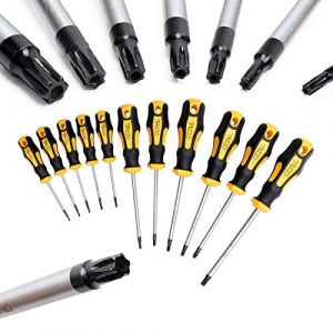 CCLIFE Tournevis Torx T6-T40 kit de précision, 11 Pièces avec Trou Central