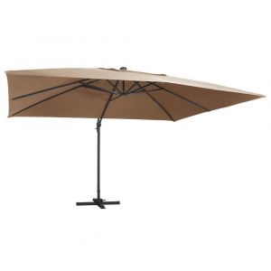 Parasol déporté avec lumières led aluminium 400 x 300 cm taupe 02_0008452