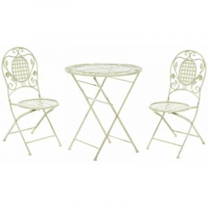 Beliani Salon de jardin bistrot table et 2 chaises en acier vert clair BIVIO