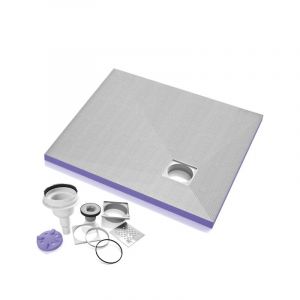 Jackon Insulation Receveur de douche &agrave; carreler Aqua D&eacute;centr&eacute; 1000x1000x40mm siphon vertical offert (4512093 + 4512008)