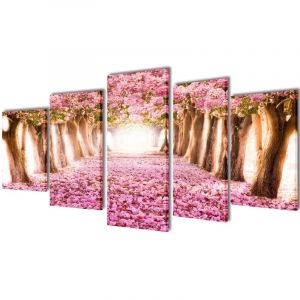 VidaXL Set de toiles murales imprimées Cerisiers en fleurs 200 x 100 cm