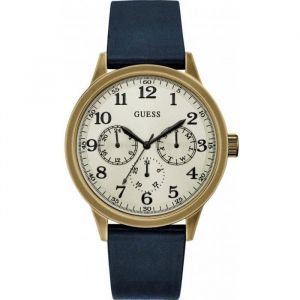 Guess Achetez Cette Belle Montre Avec Un Acier Inoxydable En Acier Inoxydable Oeb 46mm, Un Silicone En Cuir Véritable Bleu Et Une