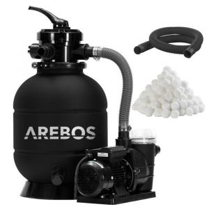 Arebos Système de filtre à sable avec pompe de 400 W Filtre à sable Système - Noir