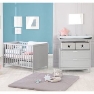 Image de Roba Chambre Bébé Duo "Hamburg" - Lit Bébé 60x120 + Commode à langer - Gris